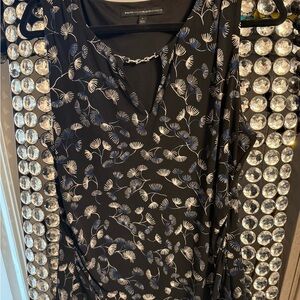White House Black Market Black and White Patterned Blouse